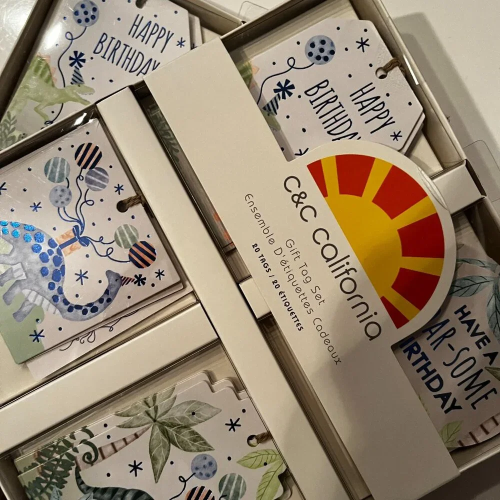 Birthday Gift Tags - Dinosaur Themed!  2 Boxes / New / Total of 40 gift tags (x)
